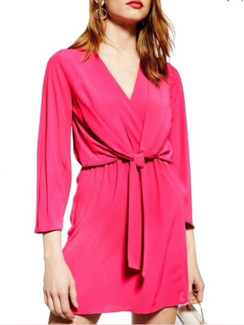 Topshop Tiffany Knot Mini Dress Bubblegum size 10